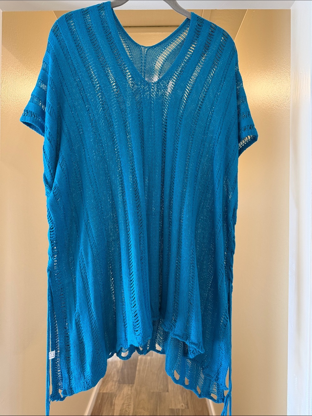 Teal Open-Knit Beach Cover-Up OS